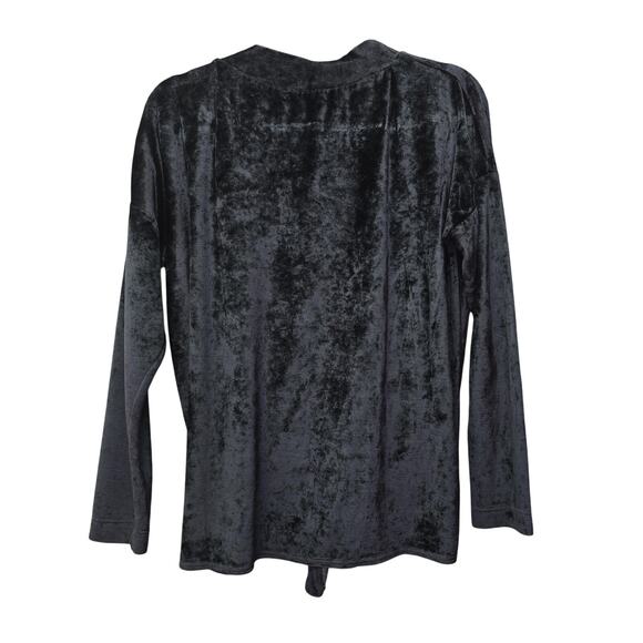 Stark X Top Womens XS Black Velvet Long Sleeve Front Tie Whimsigoth Minimalist - Picture 2 of 11